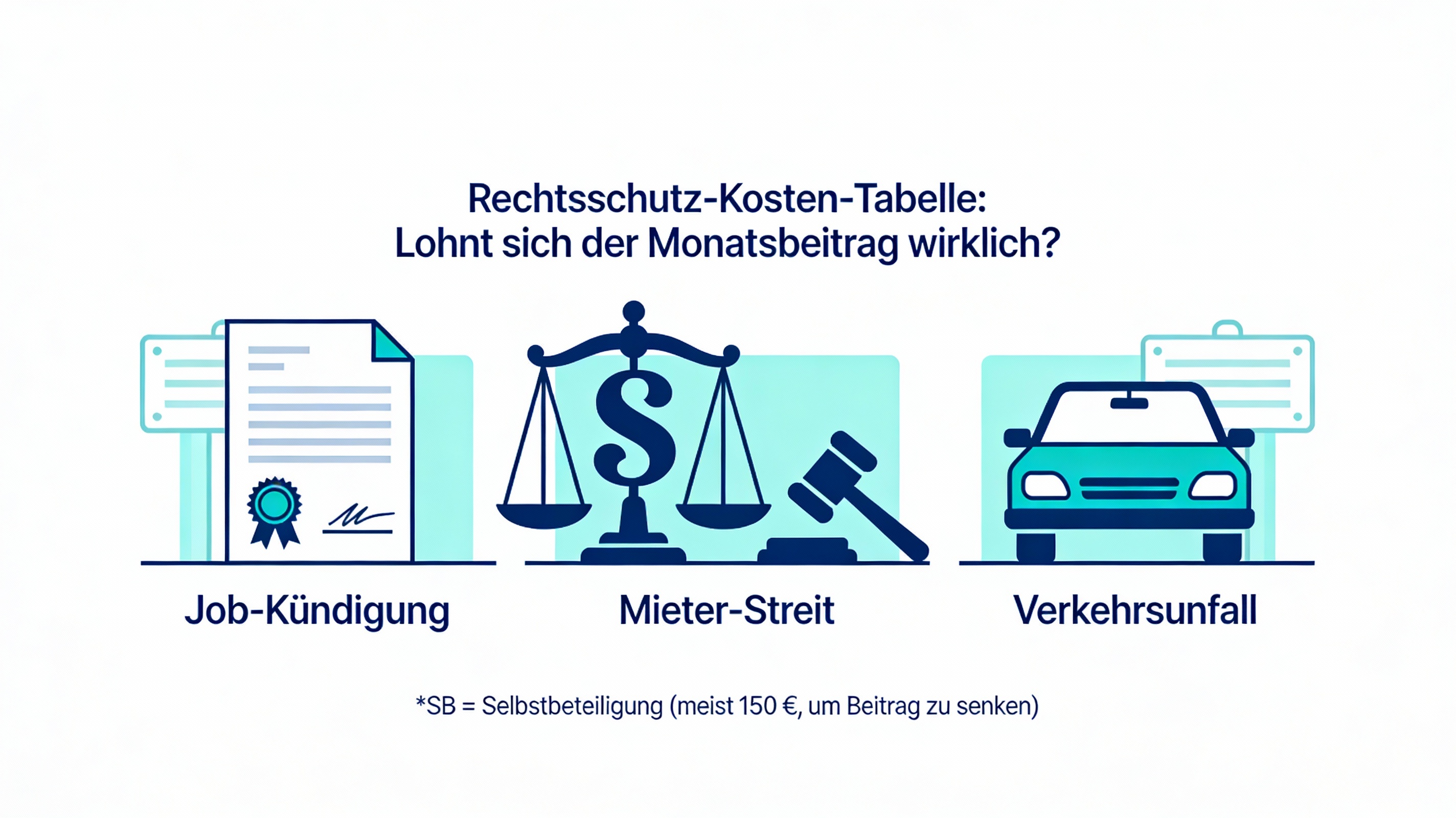 Icons: Arbeitsvertrag, Auto, Haus, Paragraf